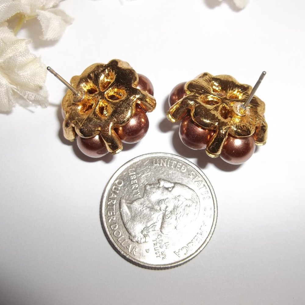 Pre-owned, Earring, Brown Pearl Earring, Brown Earrings, Pearl Earrings, 7725 - Picture 3 of 5